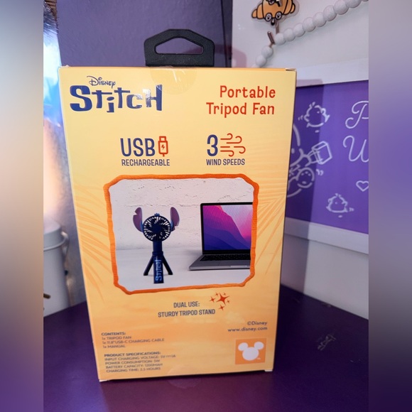 💙NIB Disney Stitch USB Rechargeable Fan - Picture 3 of 3